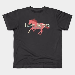 I Like Horses And Maybe 3 People - Funny Introverted Horse Lover Kids T-Shirt